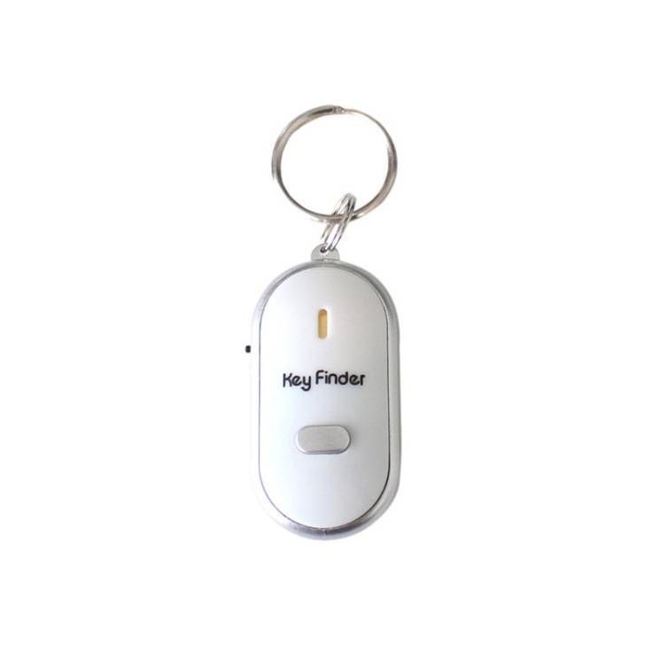 Pískací vyhledávač klíčů bílý, lokátor klíčů a dalších osobních věcí reagující na pískání a tleskání KeyFinder