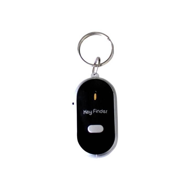 Pískací vyhledávač klíčů černý, lokátor klíčů a dalších osobních věcí reagující na pískání a tleskání KeyFinder
