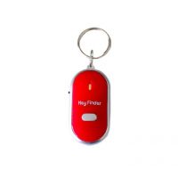 Pískací vyhledávač klíčů červený, lokátor klíčů a dalších osobních věcí reagující na pískání a tleskání
