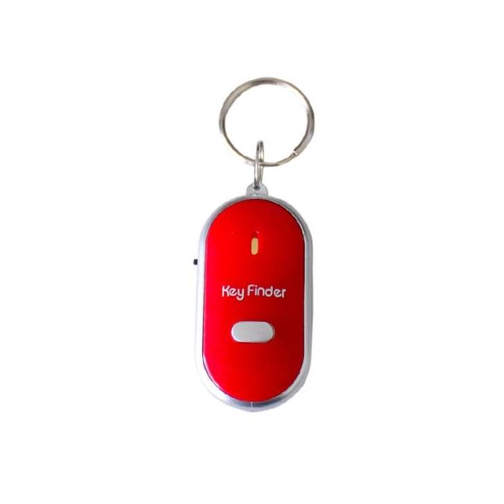 Pískací vyhledávač klíčů červený, lokátor klíčů a dalších osobních věcí reagující na pískání a tleskání KeyFinder