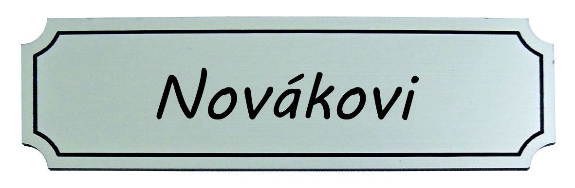 Jmenovka S6 100x30mm stříbrná broušená s laserovým gravírováním Klíčový servis