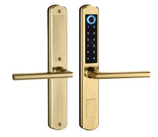 Elektronické kování SMART TTLock - rozteč 85-92mm, zlatá povrchová úprava, pro levé i pravé dveře, s krytkou vložky