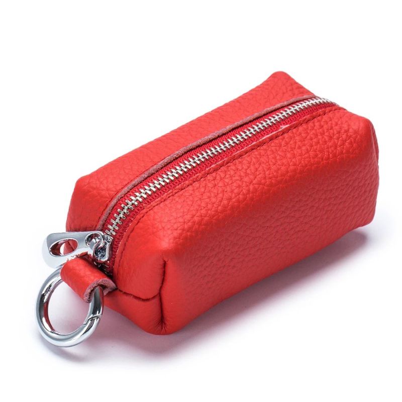 Kožená klíčenka na zip červená, luxusní provedení, pravá kůže, 12x6x5cm GBD