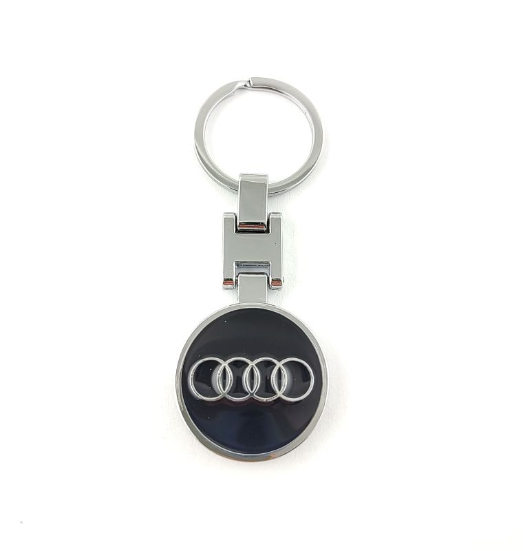 Přívěšek na klíče AUDI černý kovový, včetně kroužku na klíče GBD