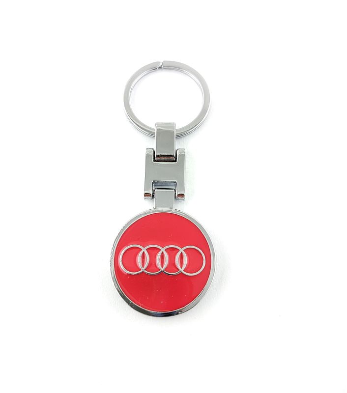 Přívěšek na klíče AUDI červený kovový, včetně kroužku na klíče GBD