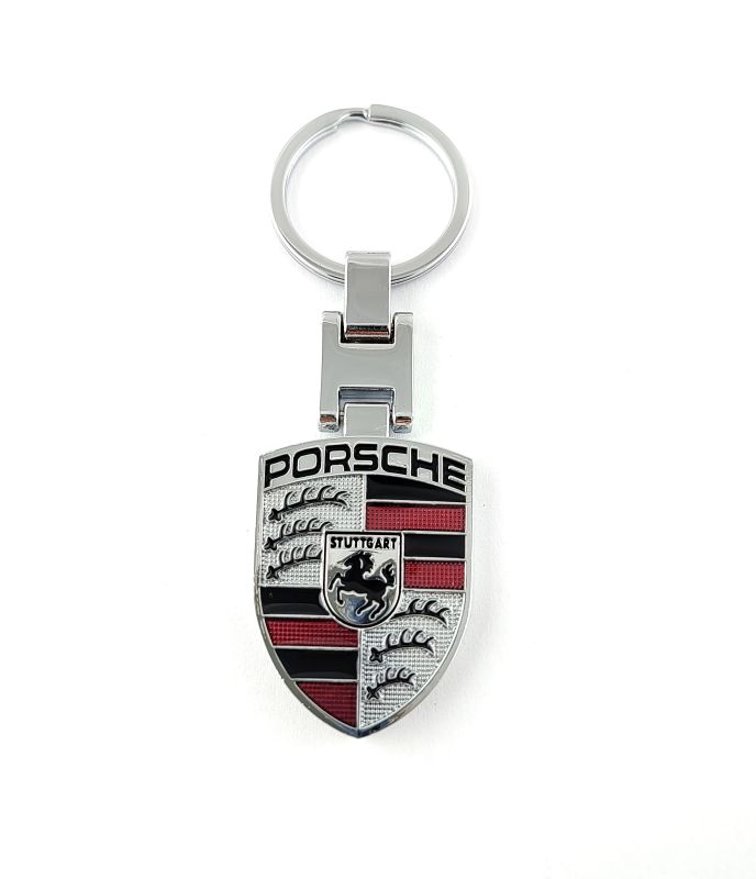 Přívěšek na klíče PORSCHE stříbrný kovový, včetně kroužku na klíče GBD