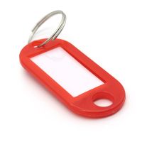 Visačka na klíče s kroužkem červená, pro označení klíčů a svazků klíčů
