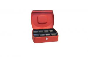 Pokladna (cashbox) 25x20x9cm, červená, na klíč