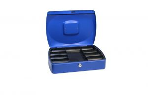 Pokladna (cashbox) 33x23x9cm, modrá, na klíč RICHTER CZECH