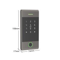Biometrická klávesnice SMART TTLock K33F IP67 šedá se čtečkou čipů Mifare Classic a Desfire a otisků prstů, kovová, pro přístupový systém