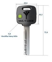 Bezpečnostní cylindrická vložka Mul-T-Lock MTL 300 45+55 s pěti plochými klíči a bezpečnostní kartou