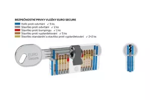 Bezpečnostní cylindrická vložka EURO Secure 30+30 BSZ CE s šesti klíči, identifikační kartou a prostupovou spojkou RICHTER CZECH