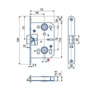 Zámek zadlabací HOBES K 053 72/45/20x150 P/L střelkový WC