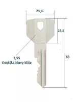 Bezpečnostní cylindrická vložka FAB 4**** 130mm s prostupovou spojkou, pěti klíči a bezpečnostní kartou v nestandardním rozměru FAB ASSA ABLOY