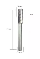 Rotační rašple na kov 8x22mm karbidová, stopka 6mm Lisca Tools