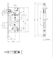 Zámek zadlabací vložkový protipožární YALE FAB 5140/18 90/50/8/18x230 PP P/L FAB ASSA ABLOY