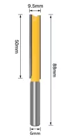 Fréza drážkovací dvoubřitá 9,52x50,8mm, stopka 8mm, karbid YG6 rozměry