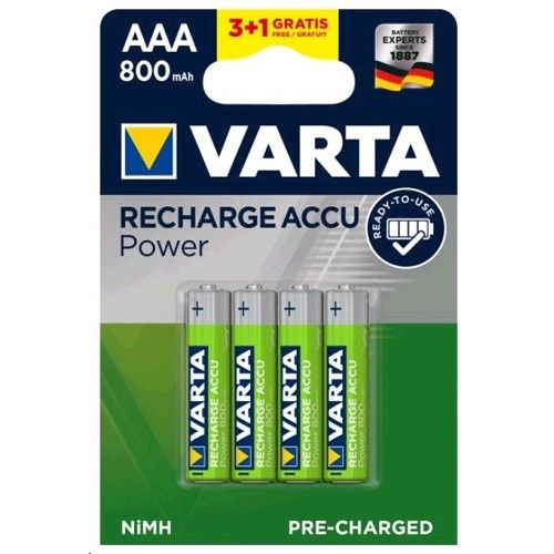 Baterie nabíjecí AAA R03 1,2V 800mAh 4ks blistr tužková VARTA