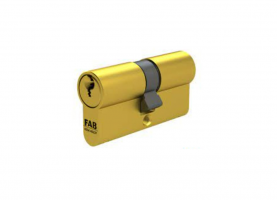 Bezpečnostní cylindrická vložka FAB 3*** 30+35 mosaz s pěti klíči a identifikační kartou.