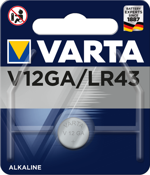 Baterie LR43 V12GA 1ks alkalická knoflíková VARTA