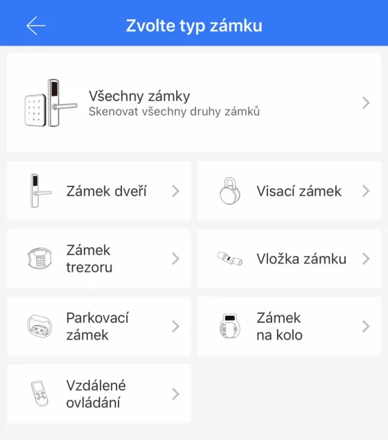 TTLock přidání zařízení